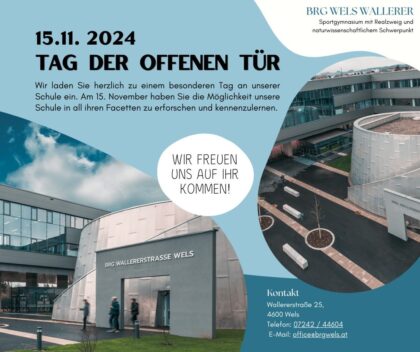 Tag der offenen Tür am 15.11.2024 und Anmeldelinks für das SJ 2025/26