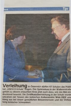 BRG Wallererstraße ist UNESCO-Schule